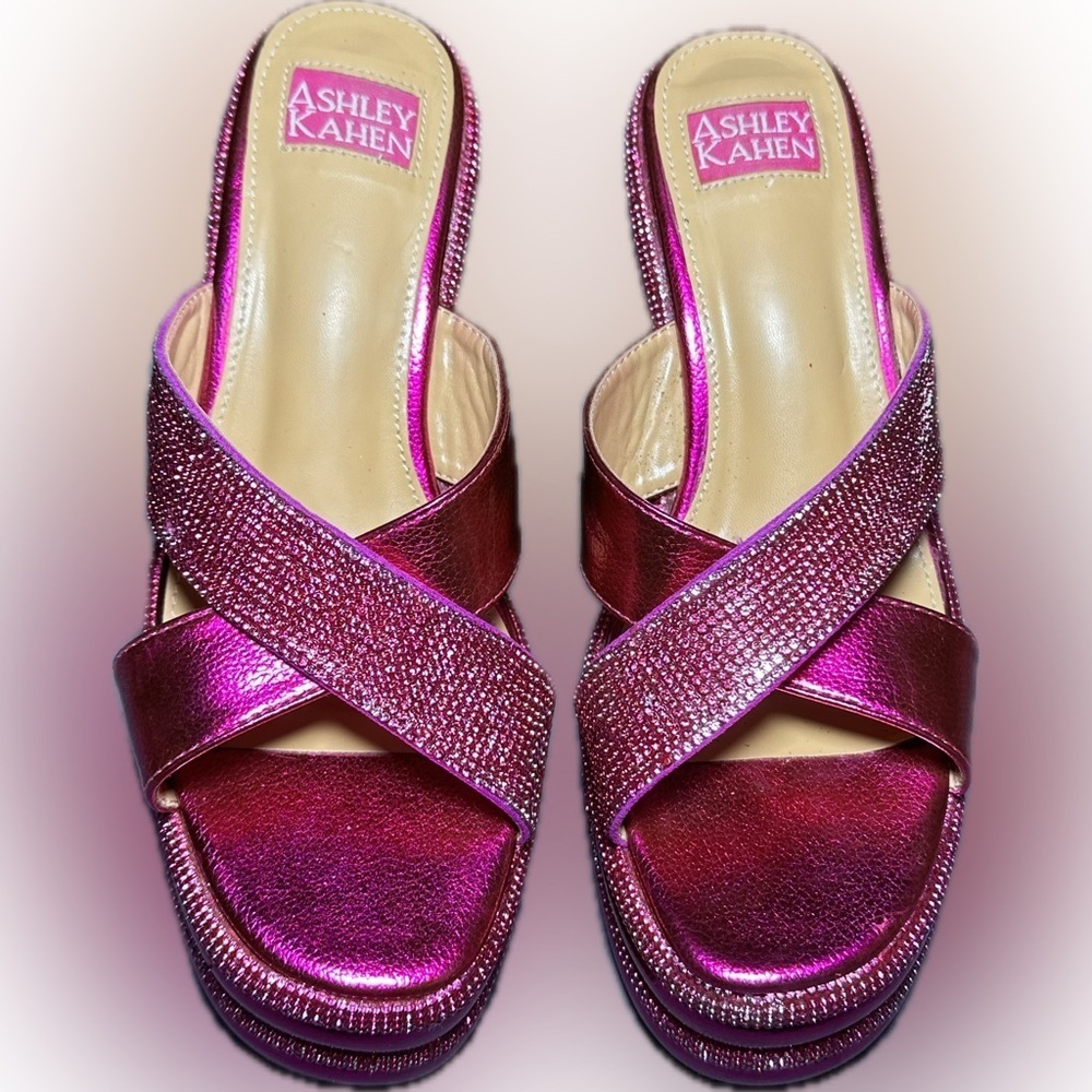 Ashley Kahen Carnival Pink Wedge Sandal size 7 - Picture 2 of 8